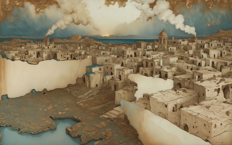 AI-painted vignette of Jerusalem in the Exile era