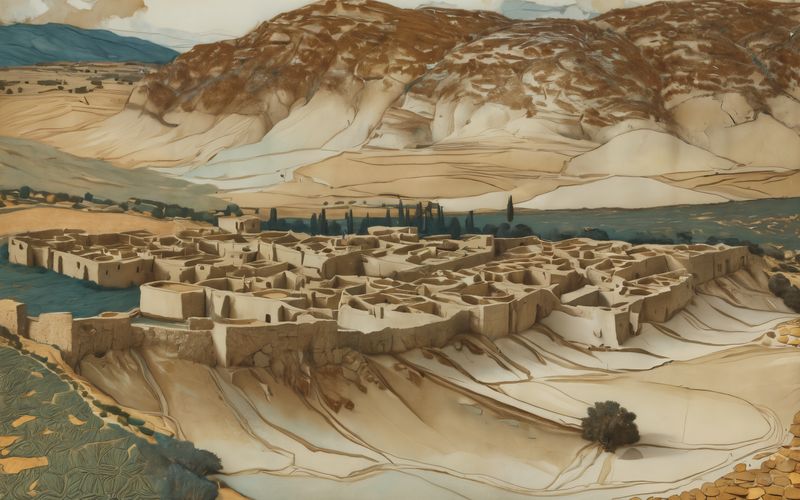 AI-painted vignette of Megiddo in the United Kingdom era