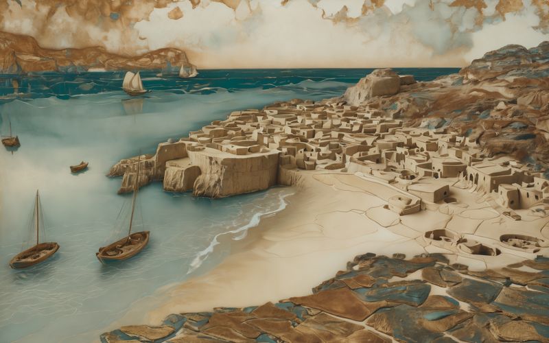 AI-painted vignette of Tyre in the United Kingdom era